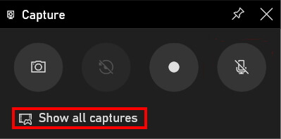 Screen recording on Windows 10: “Show all captures” button