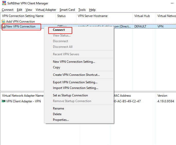 VPN connection VPN connection
