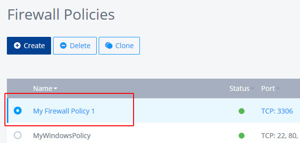 select the Firewall Policy