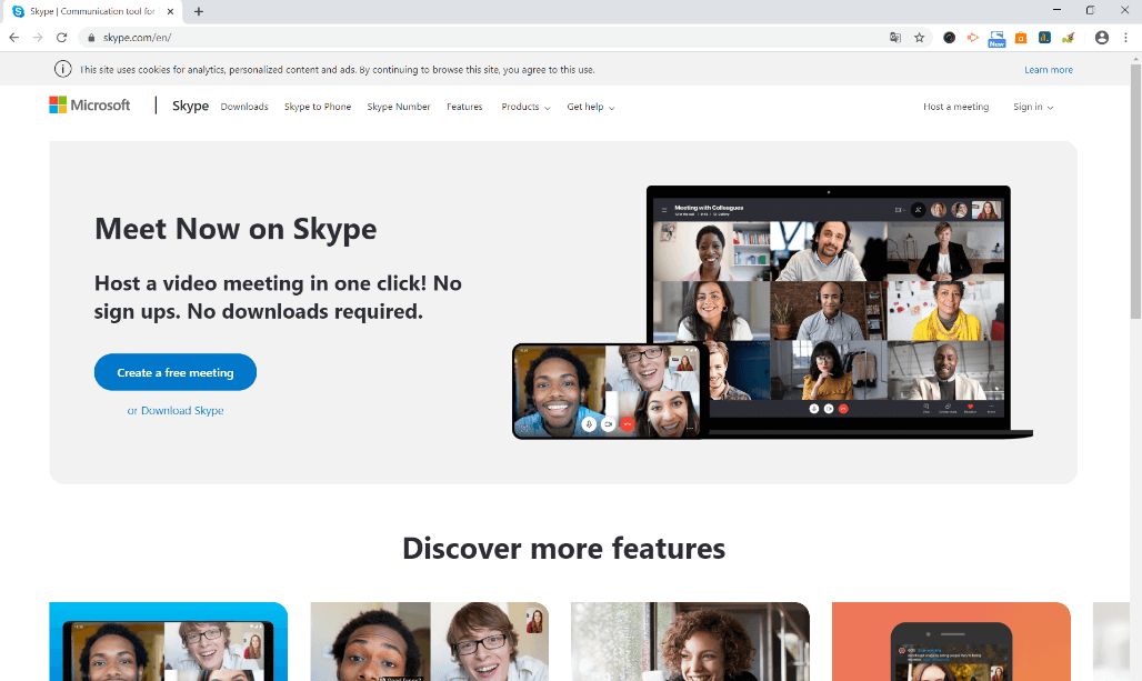 Video telephony provider Skype’s website