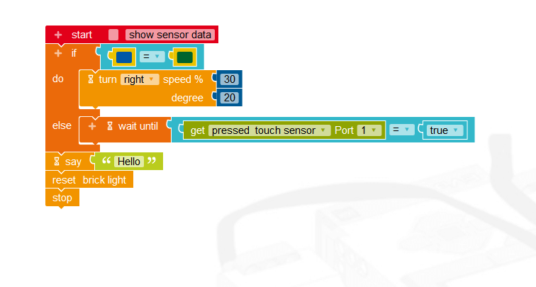 8: VPL editor with Hello World! program.