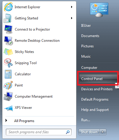 Windows 7: Start menu