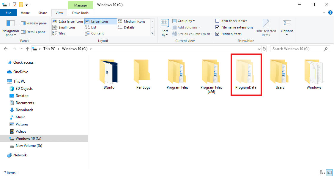 Appearance of unhidden files in Windows 