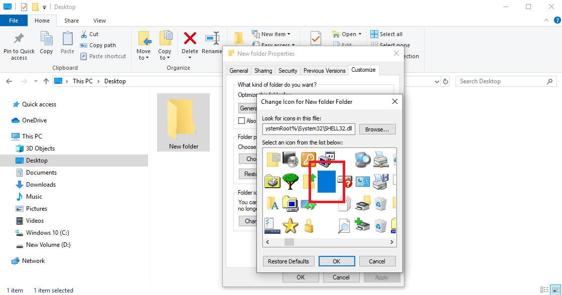 : Changing the icon and making the folder invisible 