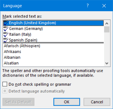 Selecting the language