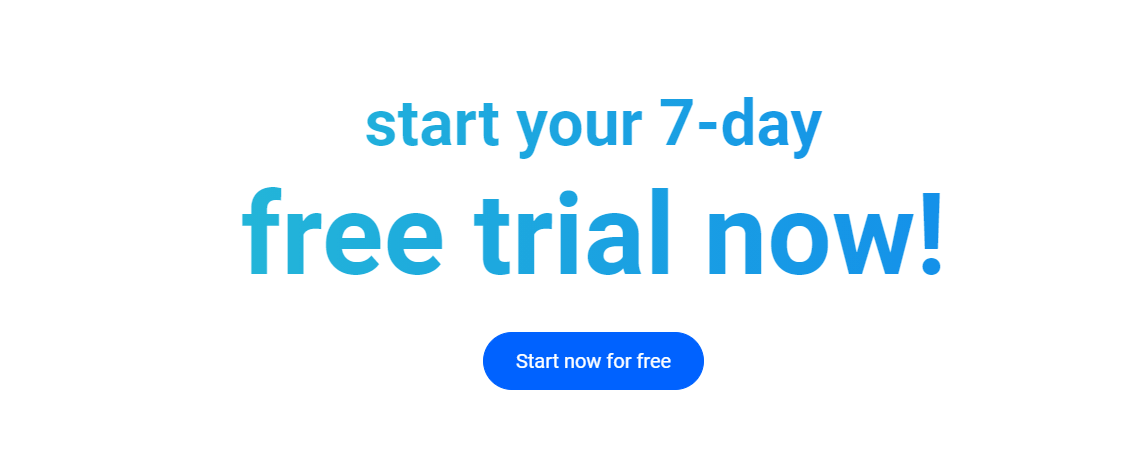 Classic bottom-middle CTA, “start now for free”