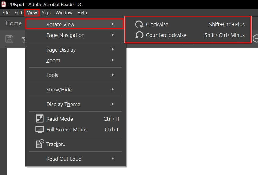Adobe Acrobat Reader: Rotate View