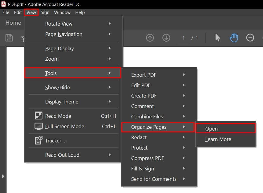 Adobe Acrobat Reader: Tools > Organize Pages