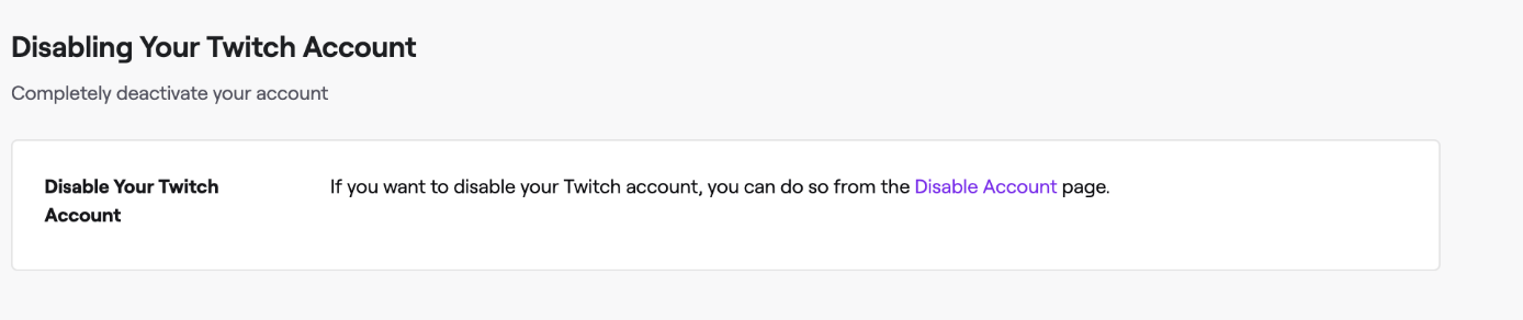 Option to disable the Twitch account