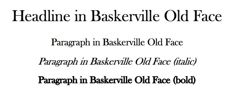 Example text in Baskerville