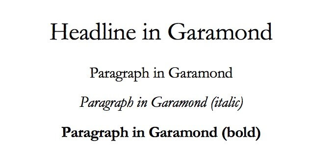 Example text in Garamond