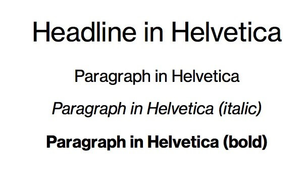 Example text in Helvetica