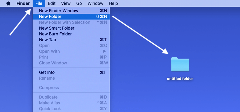 Mac: Create new folder: option 1