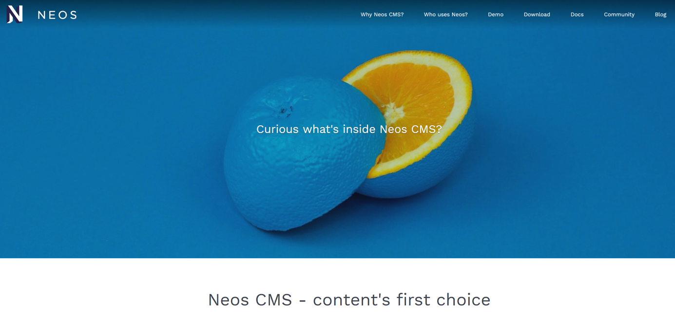 The CMS Neos homepage