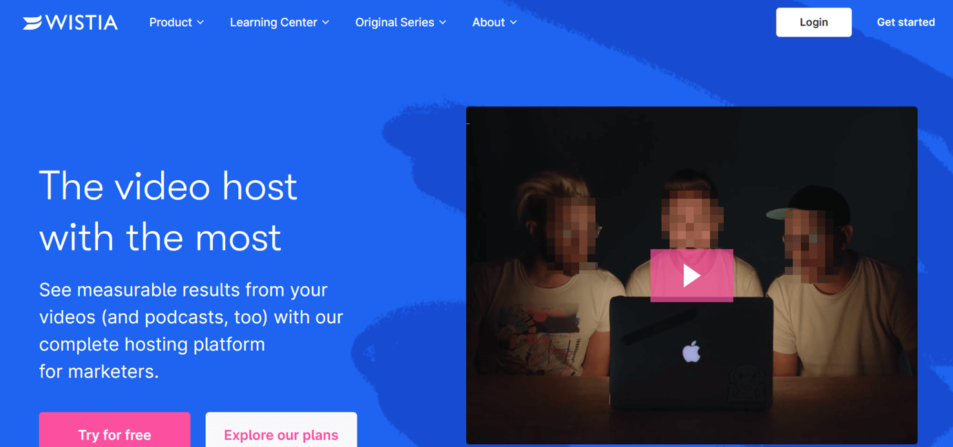 Screenshot of video hosting platform Wistia