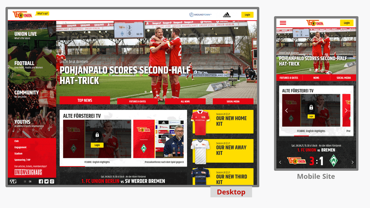 Website of the football club Union Berlin