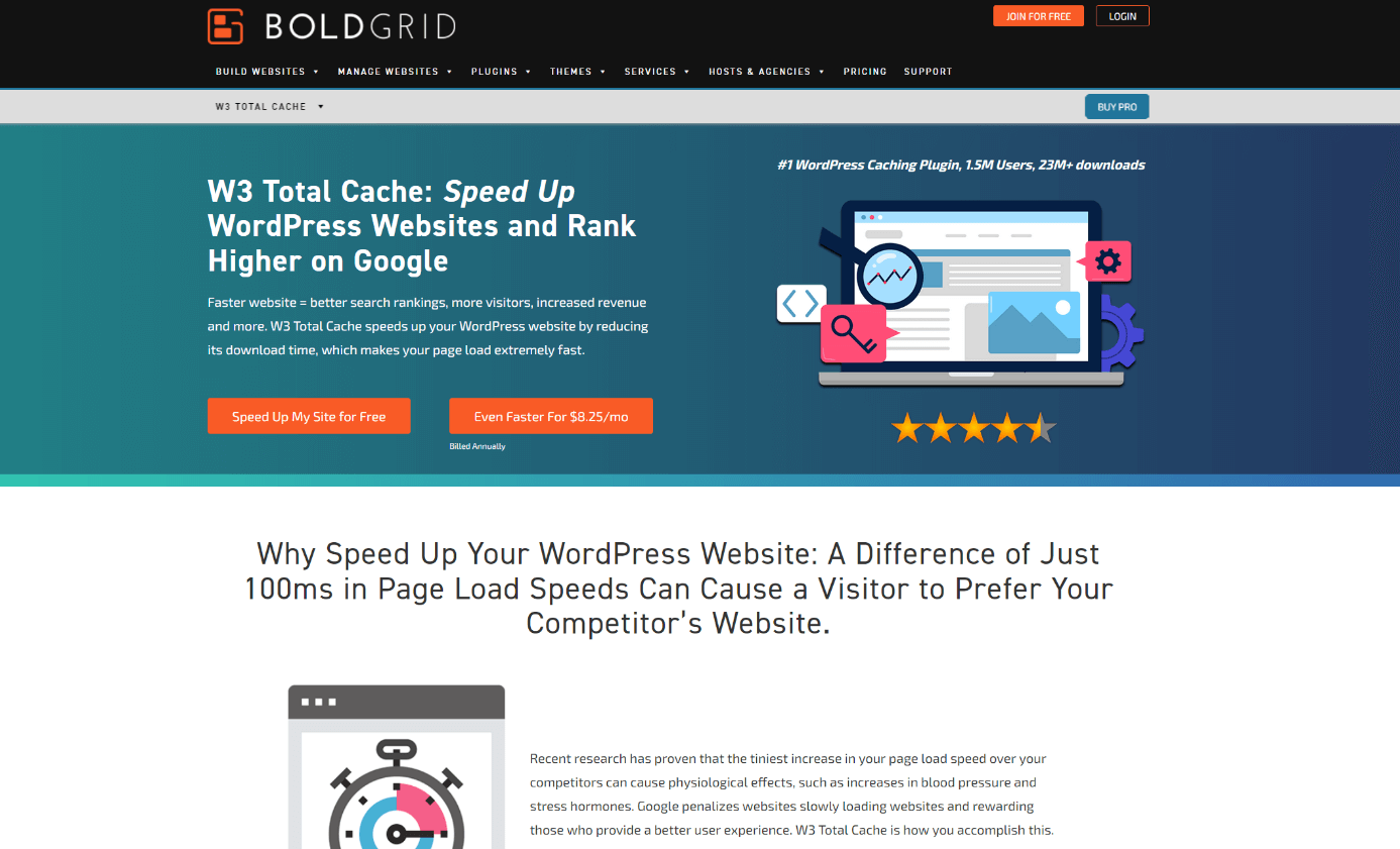 Developer website of W3 Total Cache (BoldGrid)