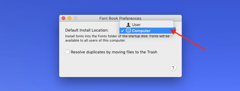 Add Mac fonts: Change location for installation