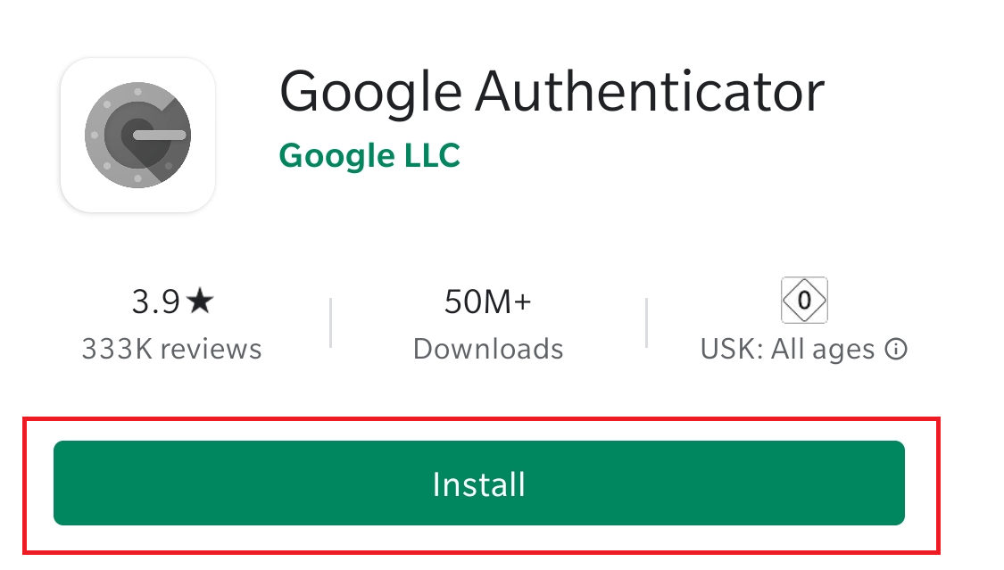 Google Authenticator app in the Play Store