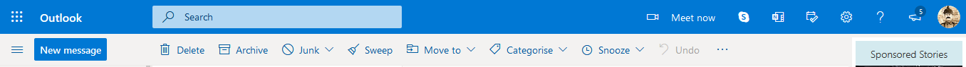 Toolbar in Outlook.com