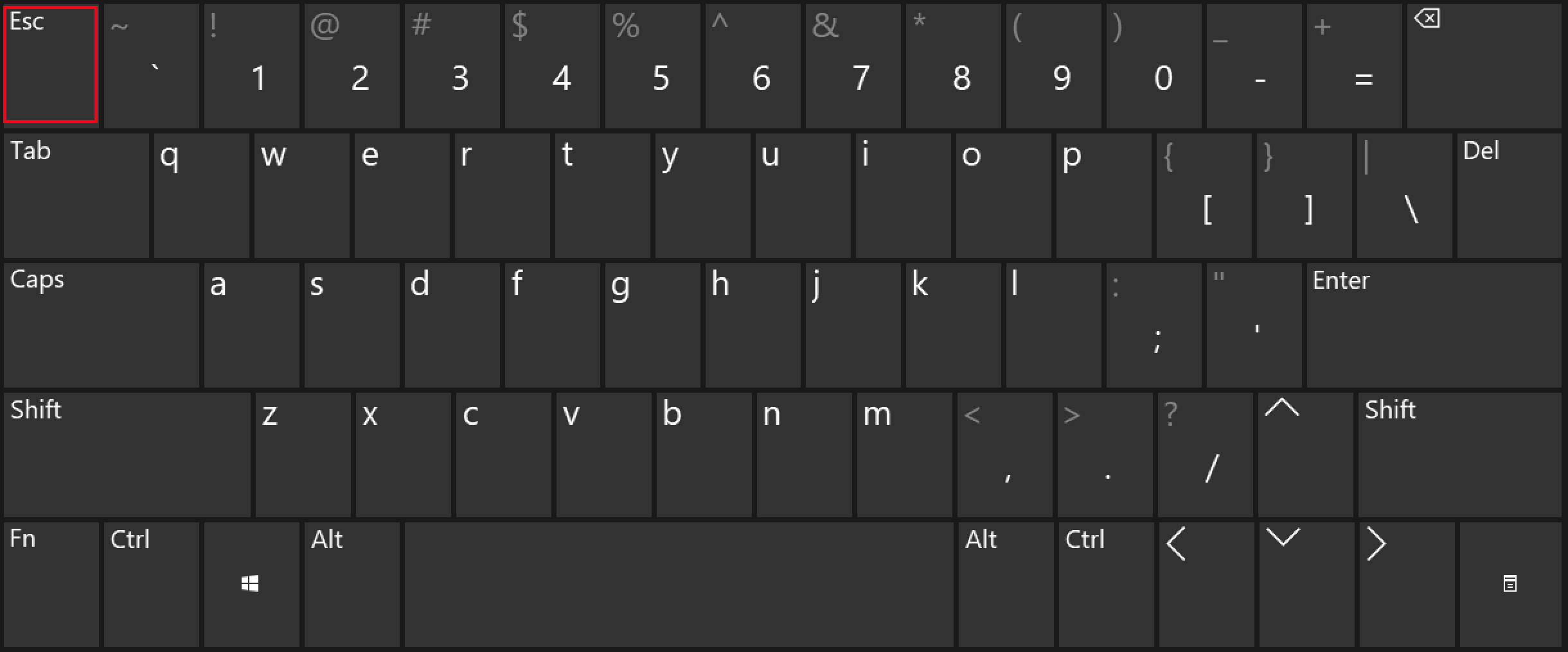 The Esc key on a standard Windows keyboard