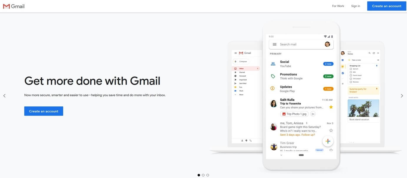 Screenshot of Gmail