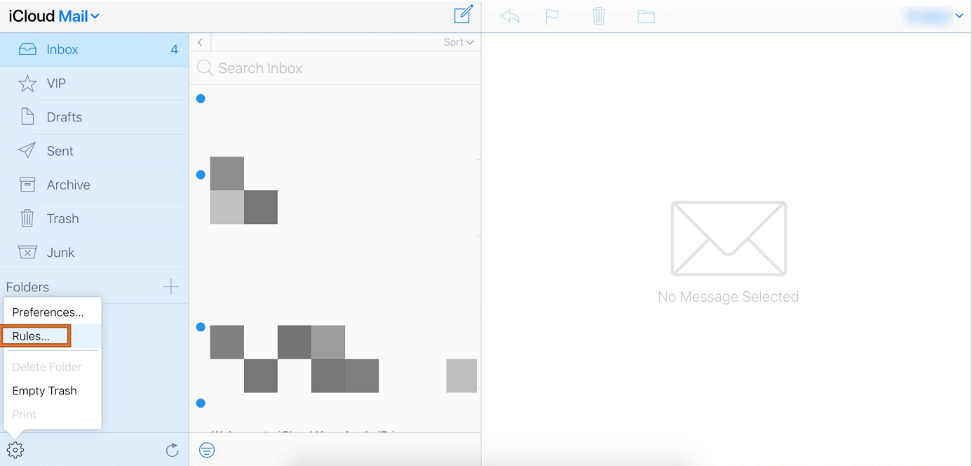 Creating a rule in iCloud email