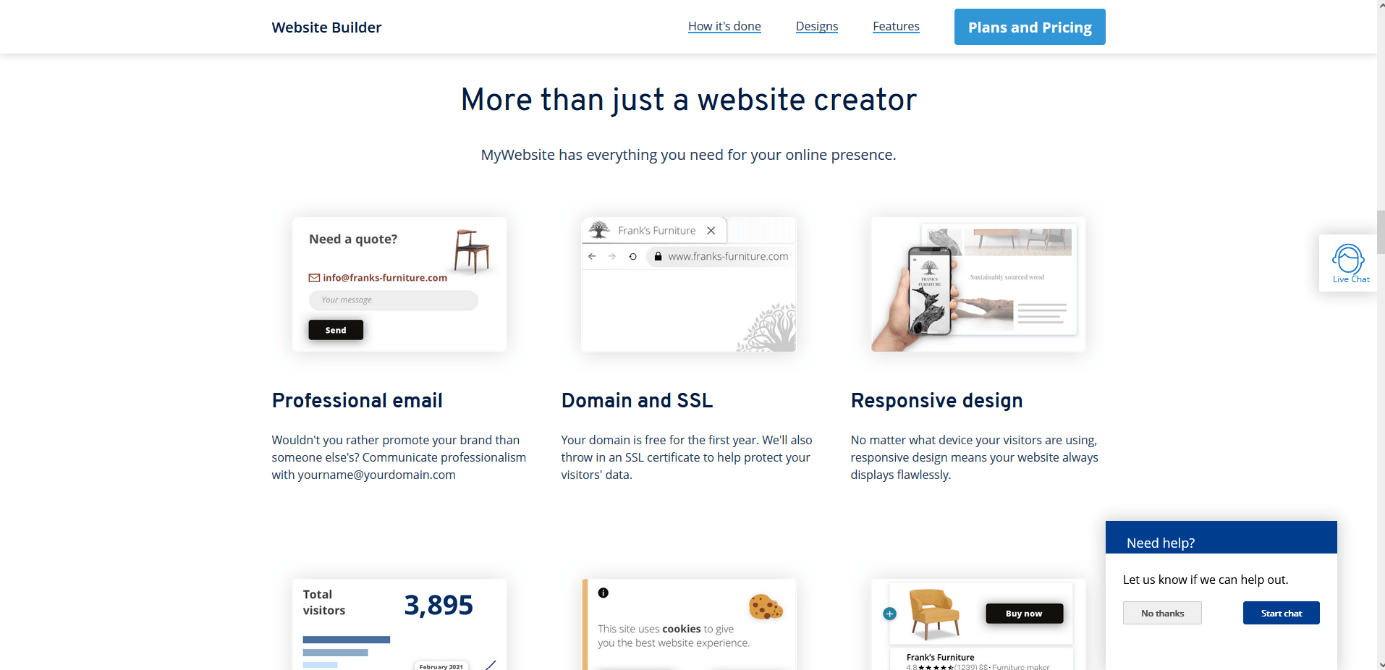 IONOS MyWebsite website builder with useful features 