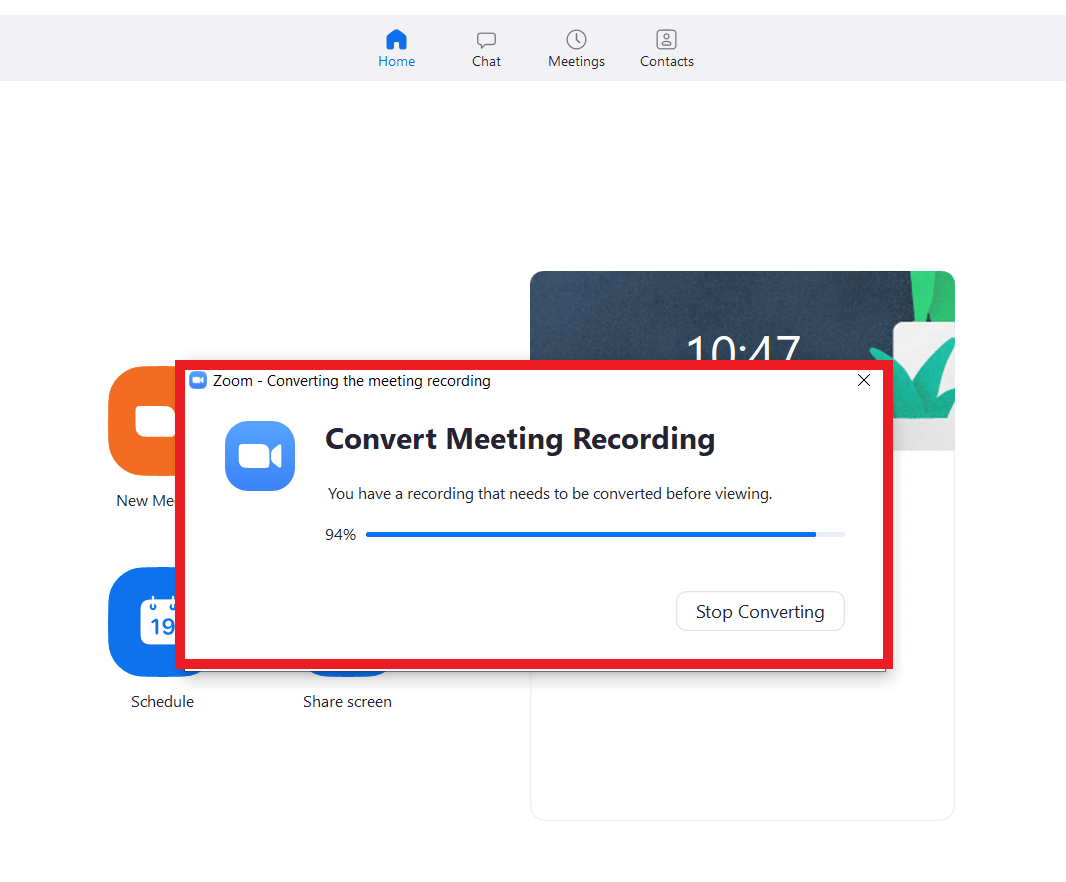 Zoom automatically converts the meeting recording to mp4 format