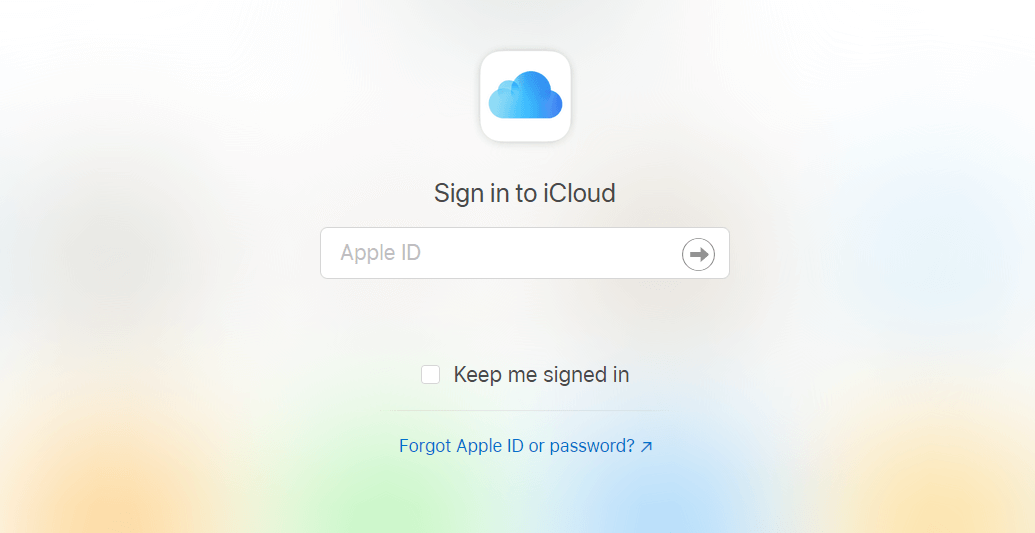 iCloud Beta: Sign-in page
