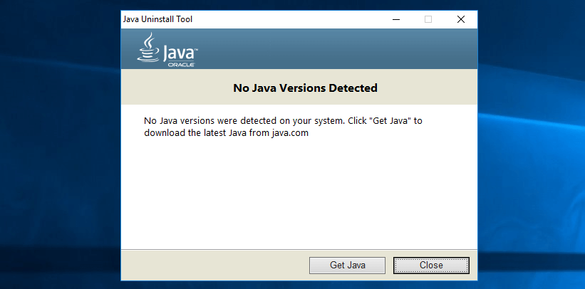 Java Uninstall Tool: Result of the Java Check