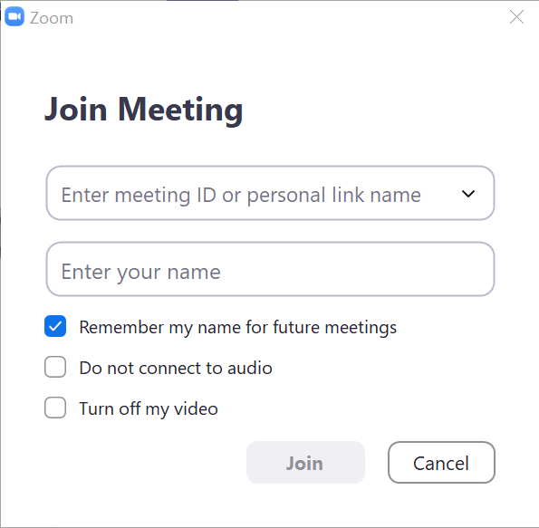 Desktop software with option to join a Zoom meeting