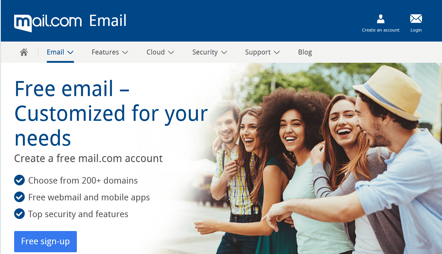 Screenshot of Mail.com