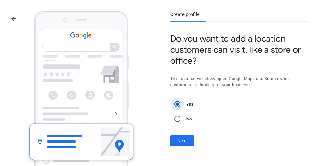 Register Google My Business: add location