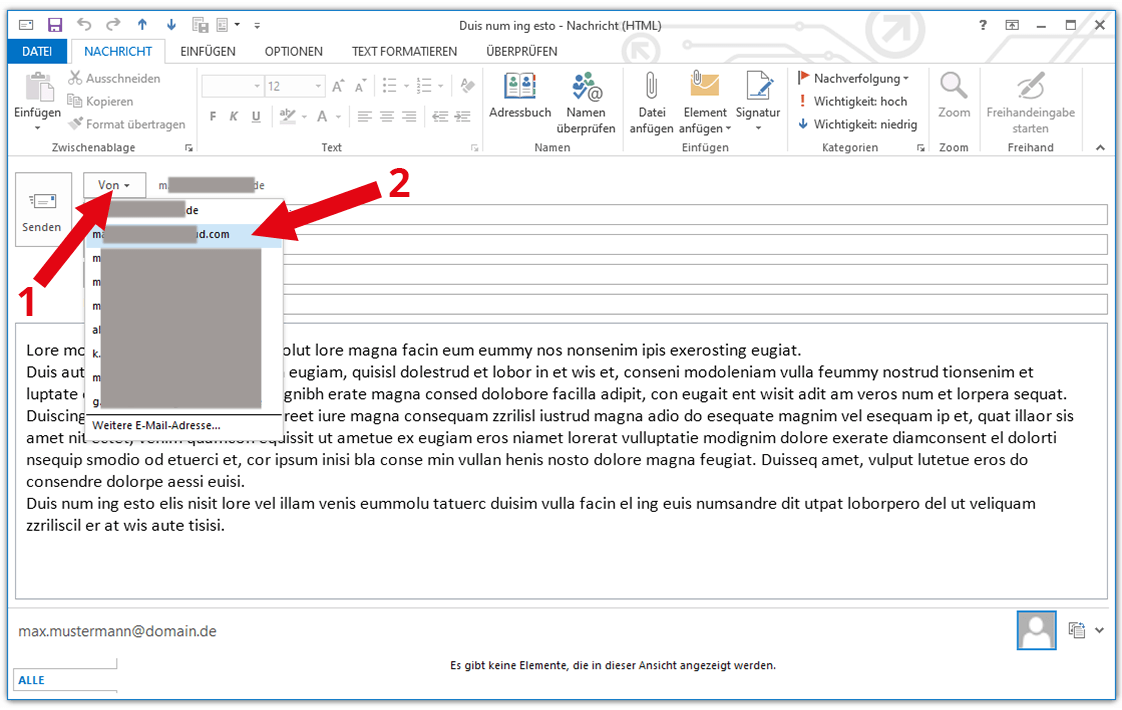 Change Outlook sender: changing the sender address 