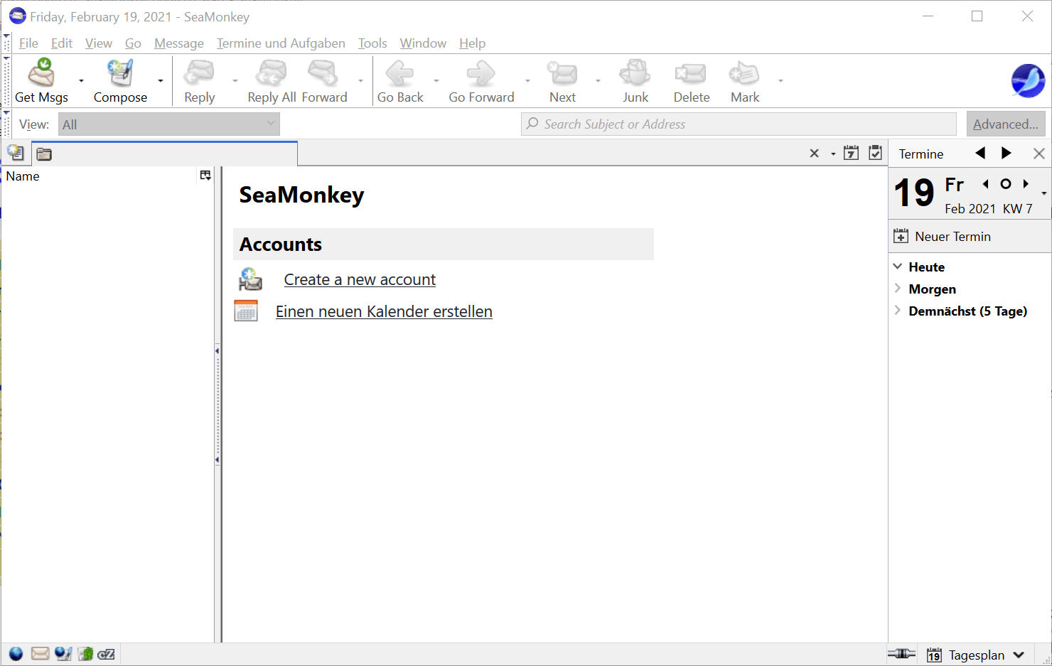 Screenshot of SeaMonkey interface