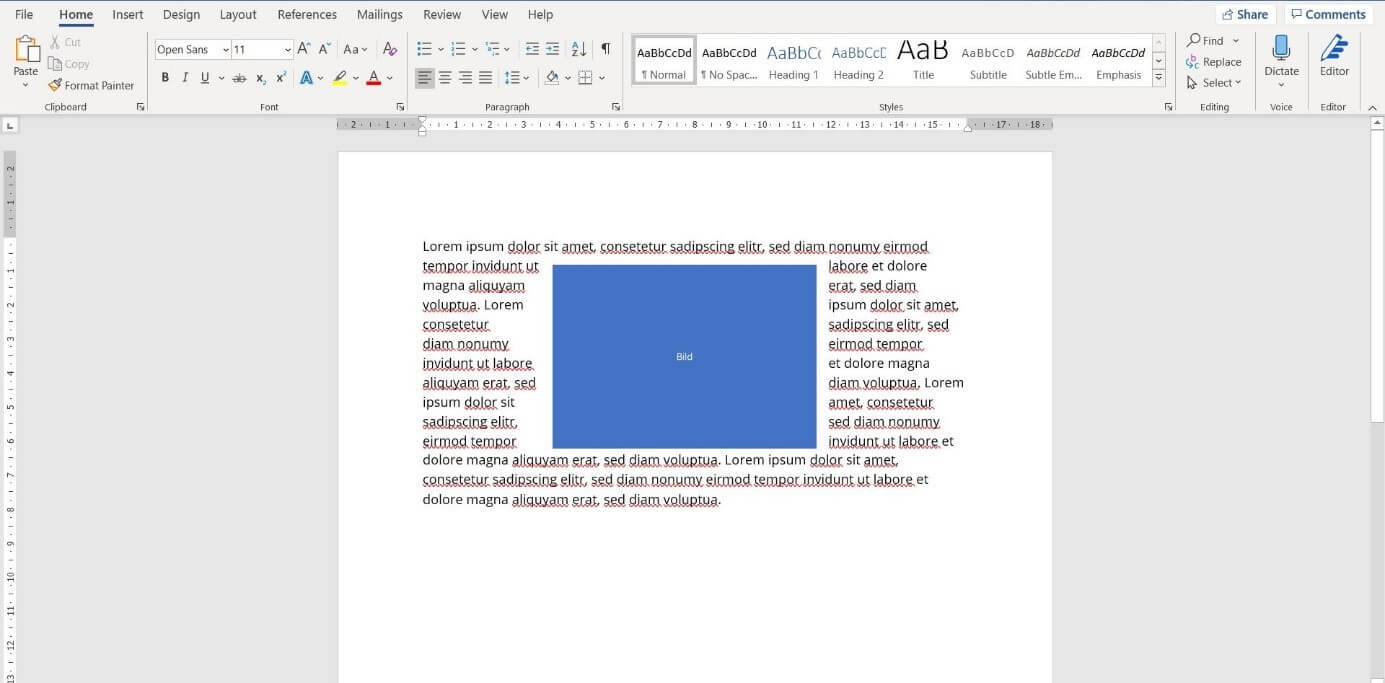 Microsoft Word: wrapping text around an image 