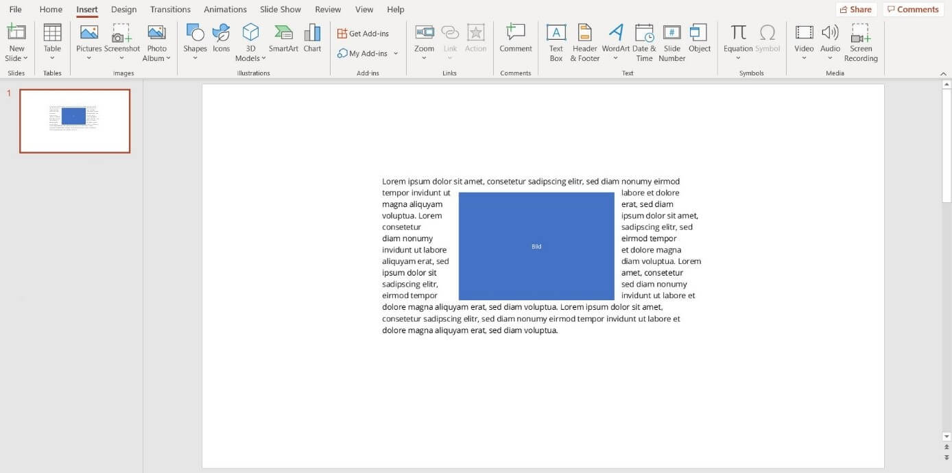 PowerPoint: wrap text around an image 
