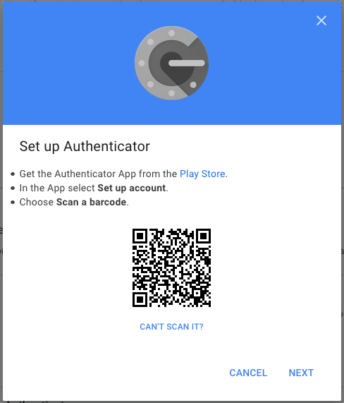 QR code to set up Google Authenticator App