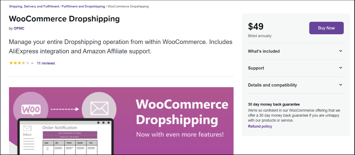 Screenshot of WooCommerce Dropshipping website