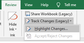 Excel: menu selection for tracking in Excel
