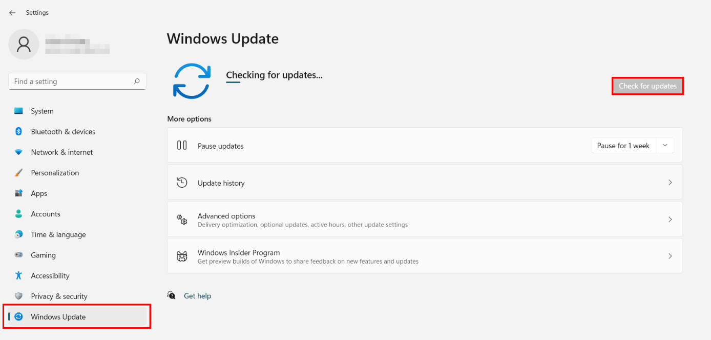 Windows 11 settings with “Windows Update” update