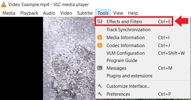 Access the “Effects and Filters” option via the “Tools” tab