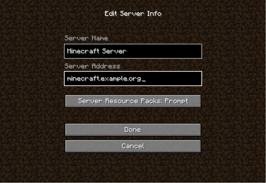 Add a server in Minecraft