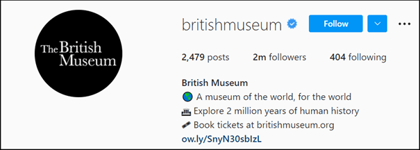 British Museum Instagram bio