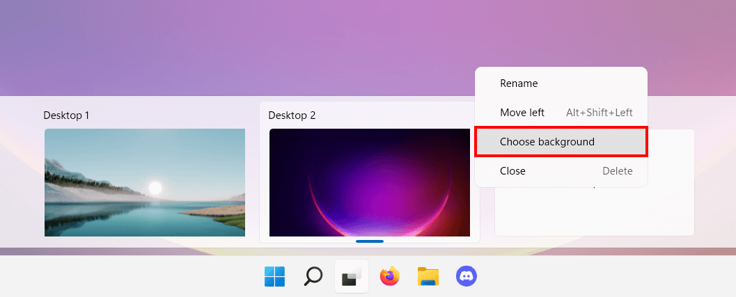 “Choose background” in Windows 11 desktop manager