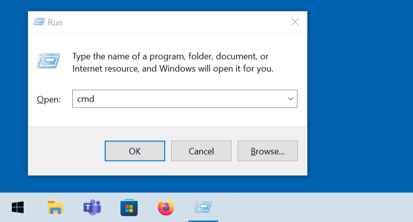 Windows 10: launch CMD via “Run”