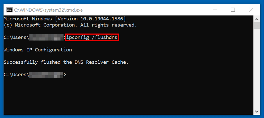 Clear DNS cache via command prompt (Windows 10)