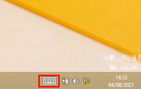 Click the on-screen keyboard icon in the taskbar to open the on-screen keyboard
