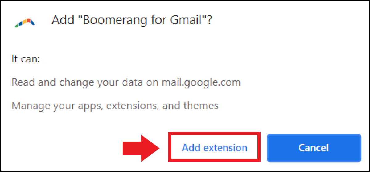 Confirm your selection by clicking on “Add extension”